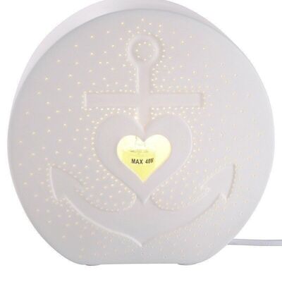 Porcelain lamp circle anchor with heart 292