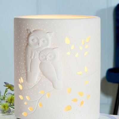 Porcelain lamp Ellipse pair of owls 308