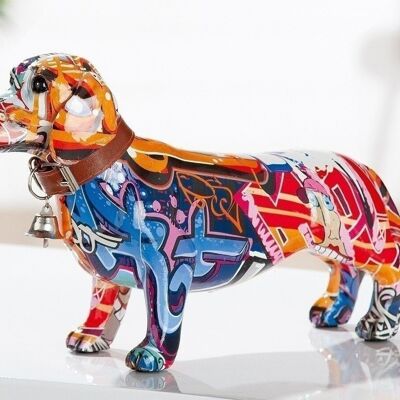 Poly dachshund street art de pie VE 2466