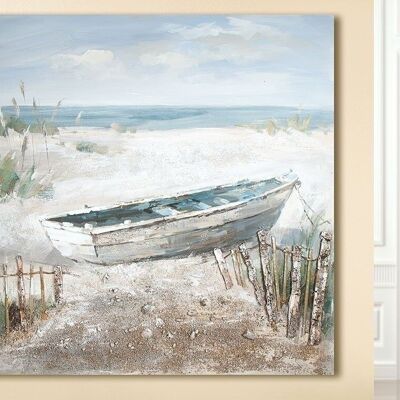 Quadro dipinto "Barca sulla spiaggia" 709