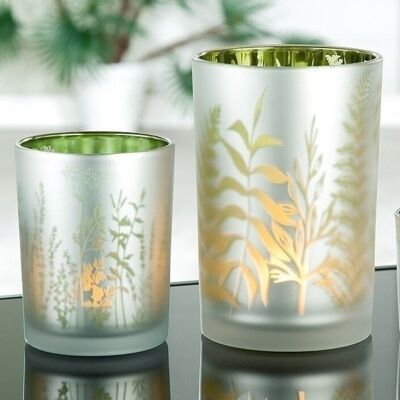 Glas Windlicht Farn+Wildblume VE 18 so904