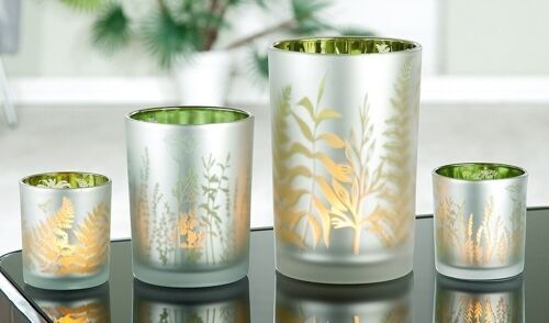 Glas Windlicht Farn+Wildblume VE 4 so906