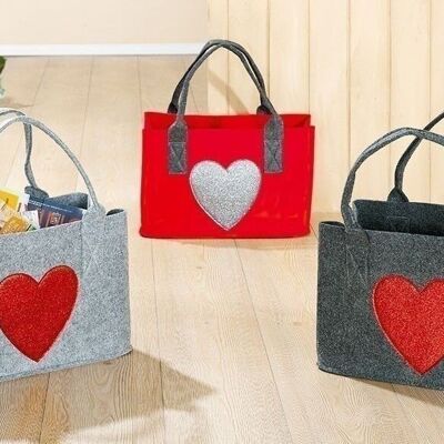 Felt bag glitter heart VE 3 so1025