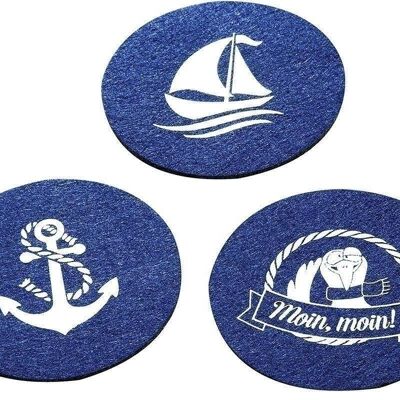 Platillo de fieltro redondo ancla/barco VE 48 so1066