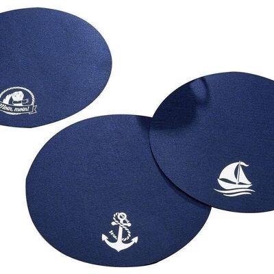 Felt placemat round anchor/ship VE 12 so1067