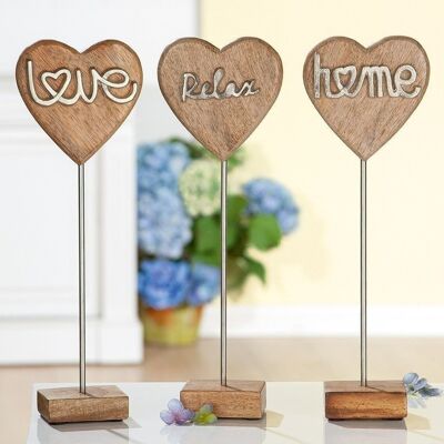 Wooden heart on stick"Love/Relax/Hom VE 6 so1102
