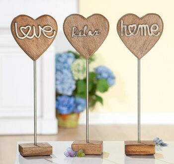 Coeur en bois sur bâton "Love/Relax/Hom VE 6 so1102 1