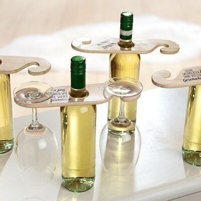 Wooden wine bottle/glass holder VE 12 so1110