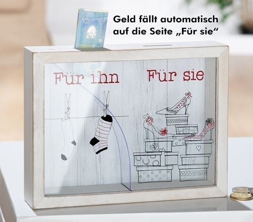 MDF Spardose "Für ihn+Für sie" VE 41455