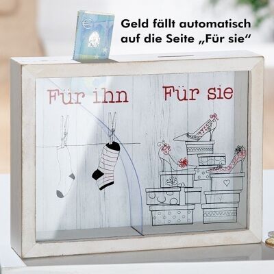 MDF Spardose "Für ihn+Für sie" VE 41455