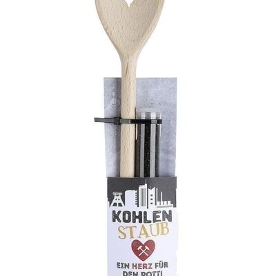 Holz Kochlöffel+schwarzem Salz VE 61696