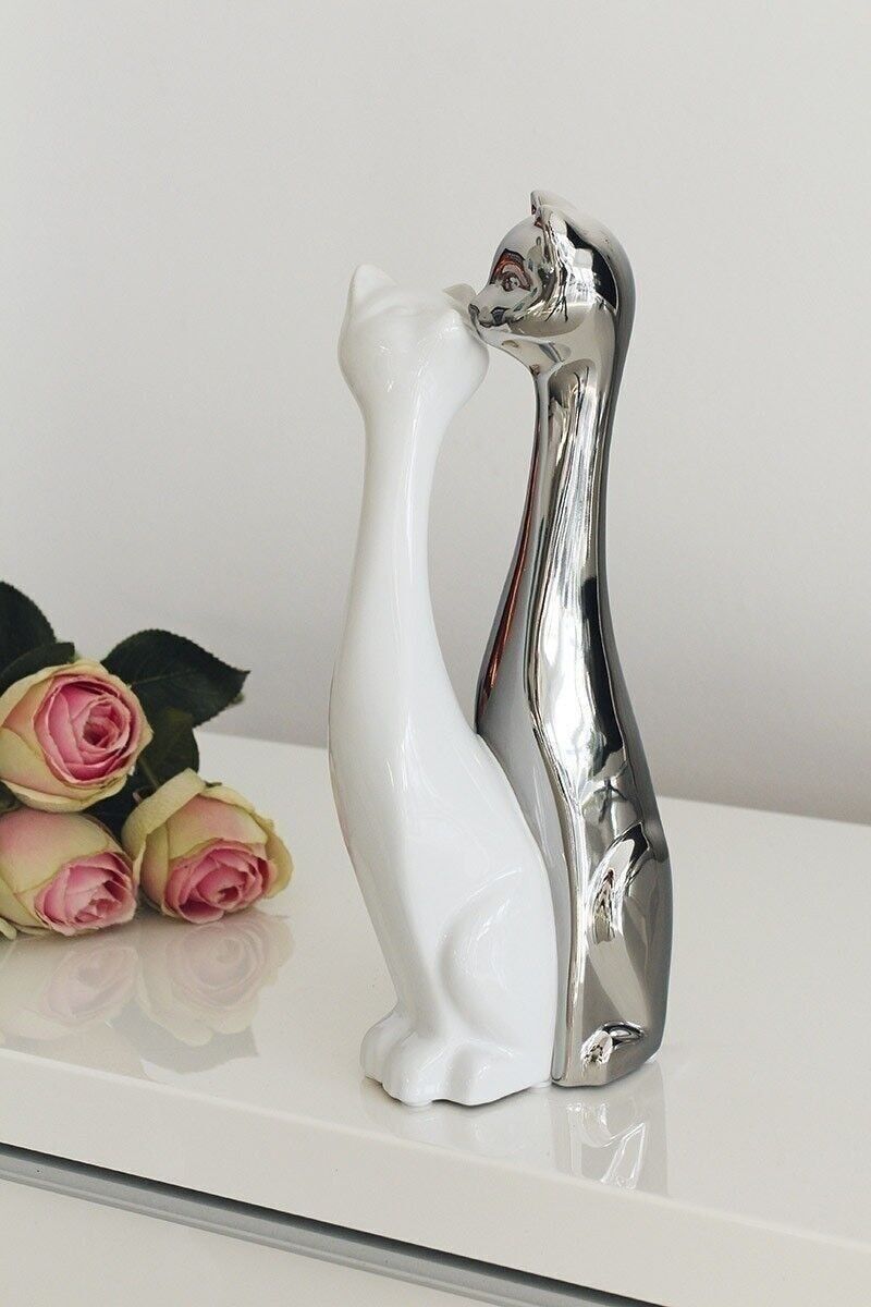 Coppia di gatti in ceramica baciano "Flores" VE 21758