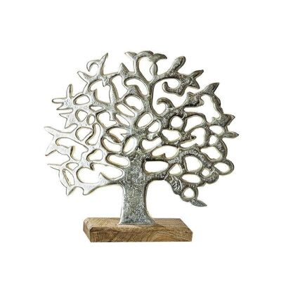 Aluminum tree of life on wooden base VE 21860