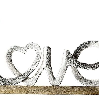 Aluminum lettering "LOVE" on wooden base. UE 21863
