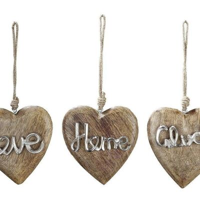 Wooden Heart Hang.Love/Luck/Home VE 6 so1873