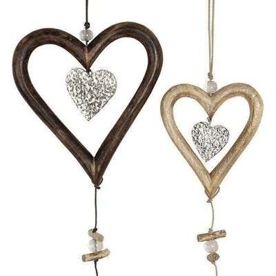 Wooden heart hanger with heart inside PU 4 so1893
