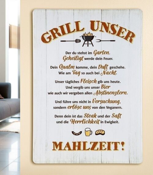 Metall Schild Weish."GRILL UNSER" VE 42991