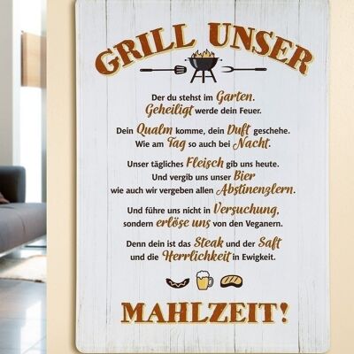 Plaque en métal Weish."GRILL OUR" VE 42991