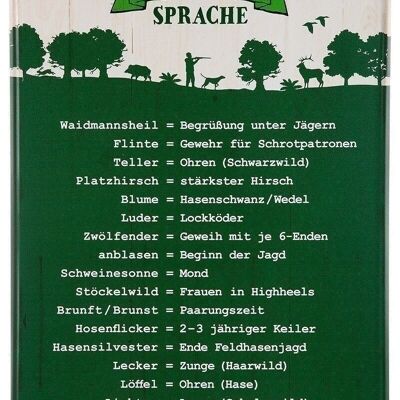 Metall Schild Weish."Jagdsprache" VE 43179