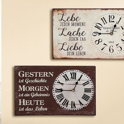 Metal wall clock Weish.Gestern+Lebe VE 4 so3213