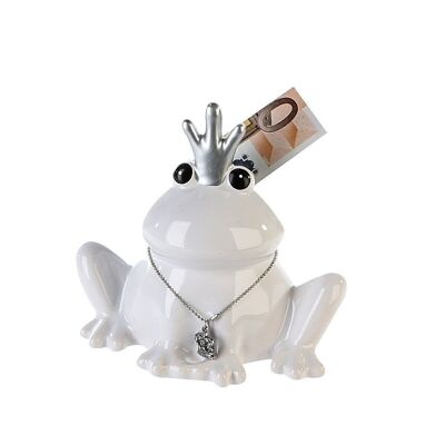 Money box "Frog King" white gla, ceramic. PU 63489