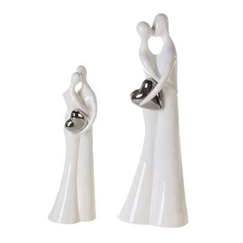 Figurine "Le Baiser" en céramique, blanc/argent VE 33490 1