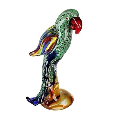 Sculpture en verre "Perroquet" vert/rouge/bleu H.28cm3515