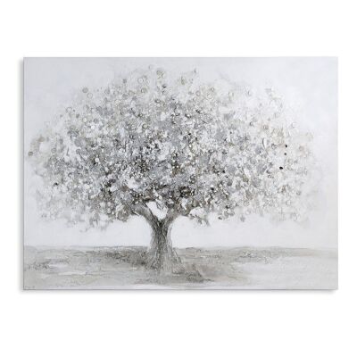 Bild"Big Tree"weiss/grau/silber 120x90cm3559