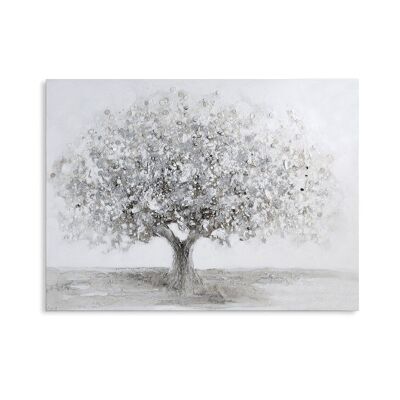 Cuadro "Big Tree" blanco/gris/plata 90x70cm3561