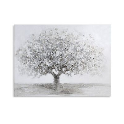 Bild"Big Tree"weiss/grau/silber 90x70cm3561