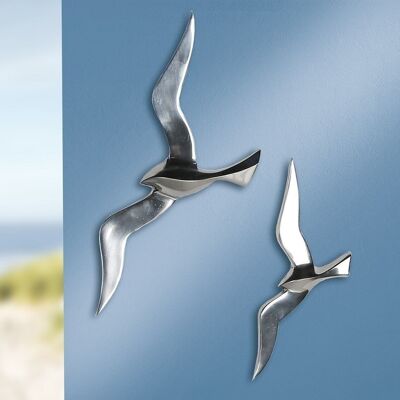 Objeto de pared "Pájaros voladores" aluminio pol. 34x14cm cm3566