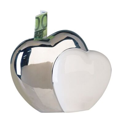 Money box"Hearts"white/silver,cer. PU 43594