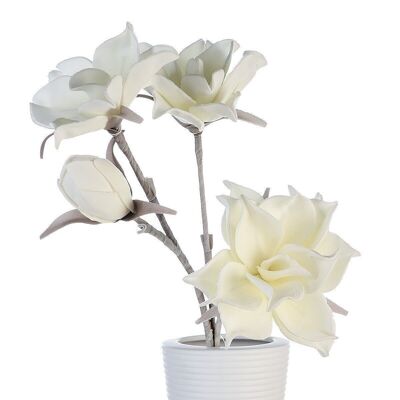 Fleur en mousse "Flori" blanc, avec 4 fleurs VE 83620