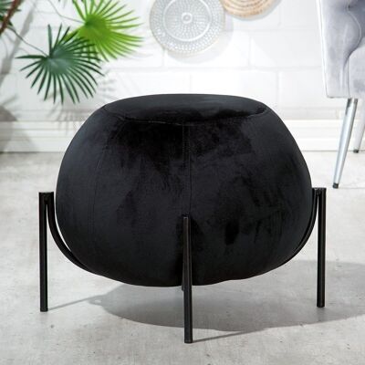 Sgabello/pouf "York" nero, velluto 3716