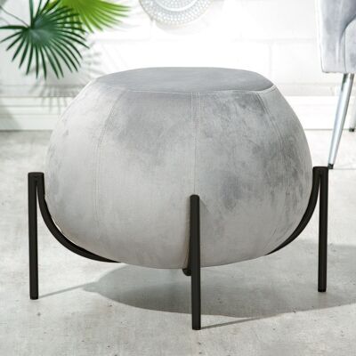 Tabouret/pouf "York" gris, velours 3719