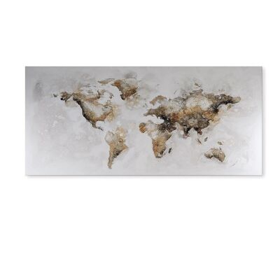 Tableau "carte du monde" marron/gris/blanc 150x70cm3728