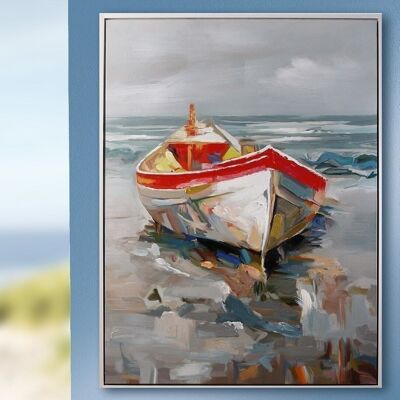 Picture "Holiday Beach" with white frame 90x120cm m3743