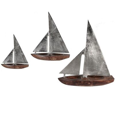 Sailboat "Classic" aluminium/mango wood H.53cm3754