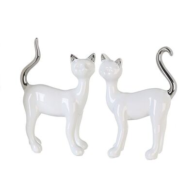 Gato "Milly" blanco/plata, cerámica VE 43890