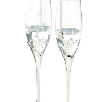 Verre à champagne "MR+MRS" sil, H.27cm set de 23917