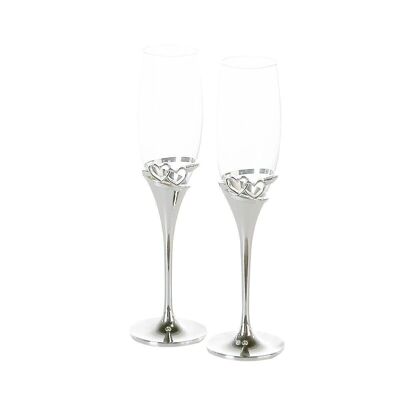 Champagnerglas"Hearts"silber,H27cm 2er Set3919