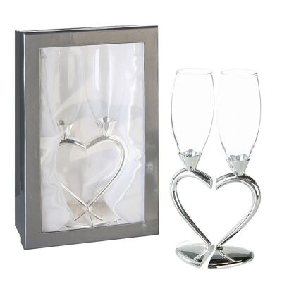 Met/Glass bicchiere champagne "Love" argento. Set di 23920