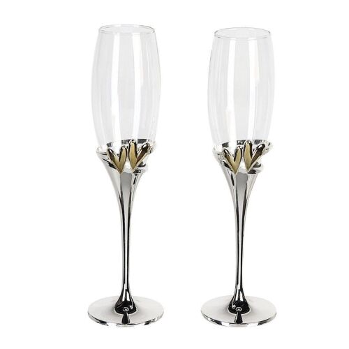 Champagnerglas"Goldhearts"Met/Glas 2er Set3924