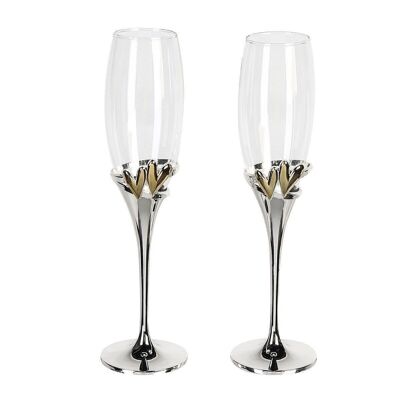 "Goldhearts" champagne glass, met/glass, set of 23924