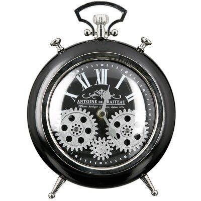 Reloj"Transmisión"negro/plata. H.25cm3954