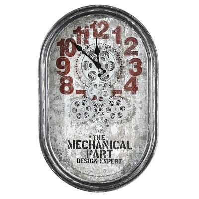 Wall clock "Lodge" antique silver/red H.54cm3956