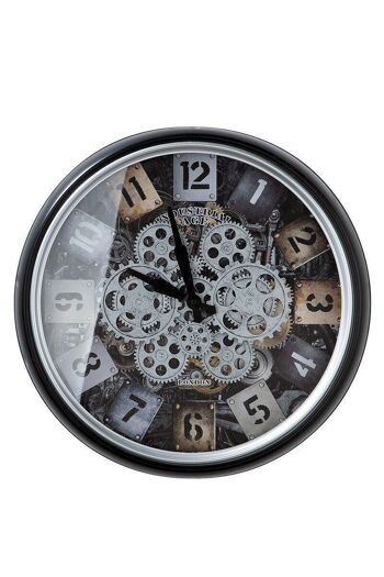 Horloge murale "Steam" noir/argent/champ 3978