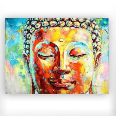 Tableau "Bouddha" coloré, brillant 90x120cm4008