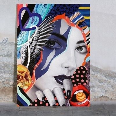 Quadro "Street Art Lady" con Lolly colorato 70x100cm4033