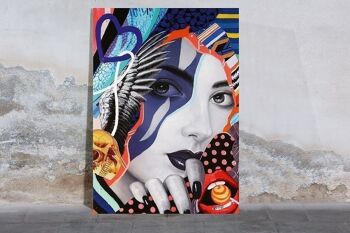 Tableau "Street Art Lady" avec Lolly coloré 70x100cm4033 1